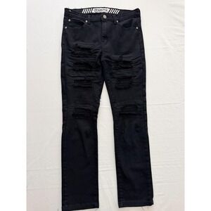 RGSTR Straight Jeans Womens 18 Black Dark Wash Mid Rise Distressed 35x29.5